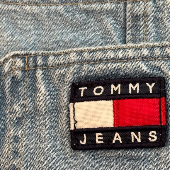 Tommy Hilfiger Shortalls Short Overalls Distressed Light Wash Vintage Style - Picture 5 of 14